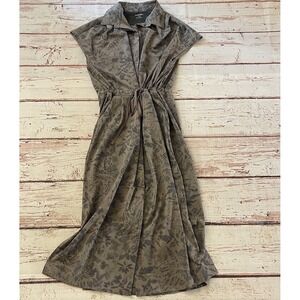 REI Cooperative Active Travel Office Shirt Dress Botanical Print Size Small